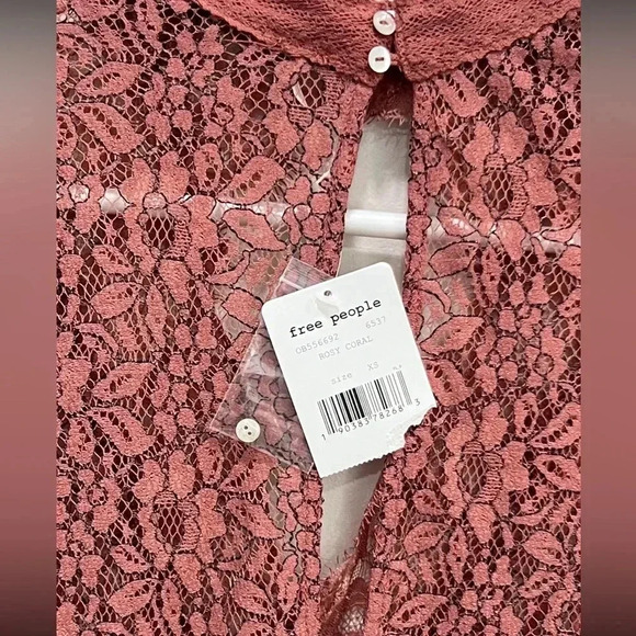 Free People Tell Tale Dusty Mauve Lace Tunic Dress, size Xs - Picture 6 of 8